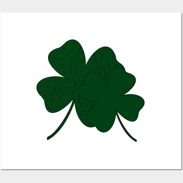 Double Luck Four Leaf Clovers Wall Art by thcreations1